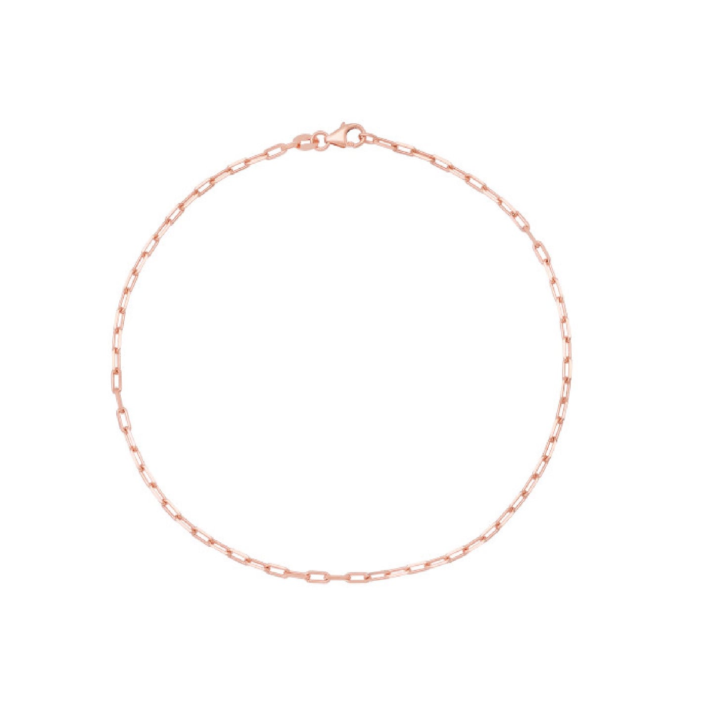 14k Rose Gold 1.7mm Paperclip Anklet