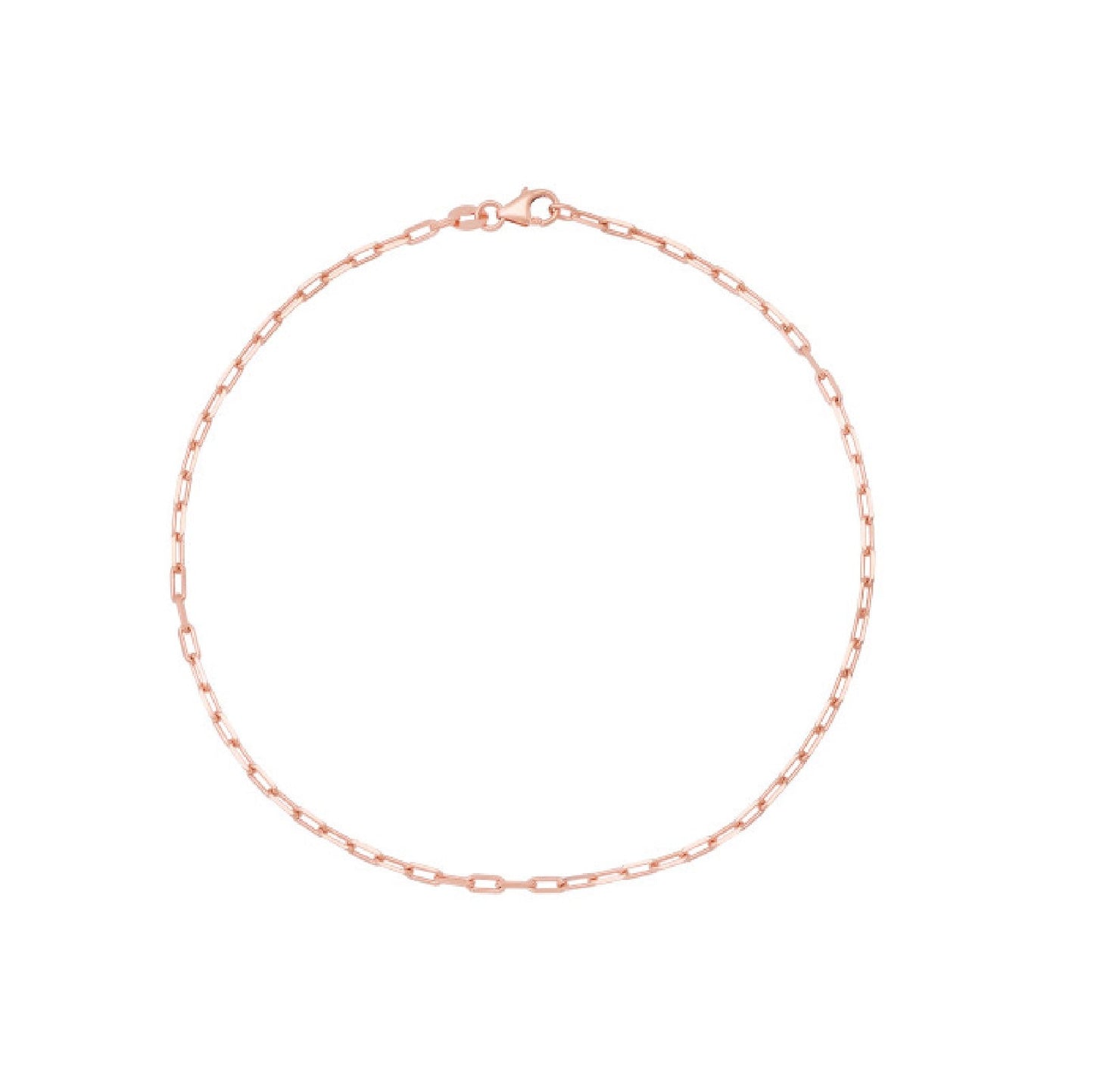 14k Rose Gold 2.0mm Paperclip Anklet