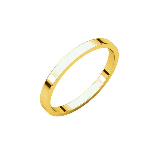 22K Gold 2mm High Polished Flat Wedding Band