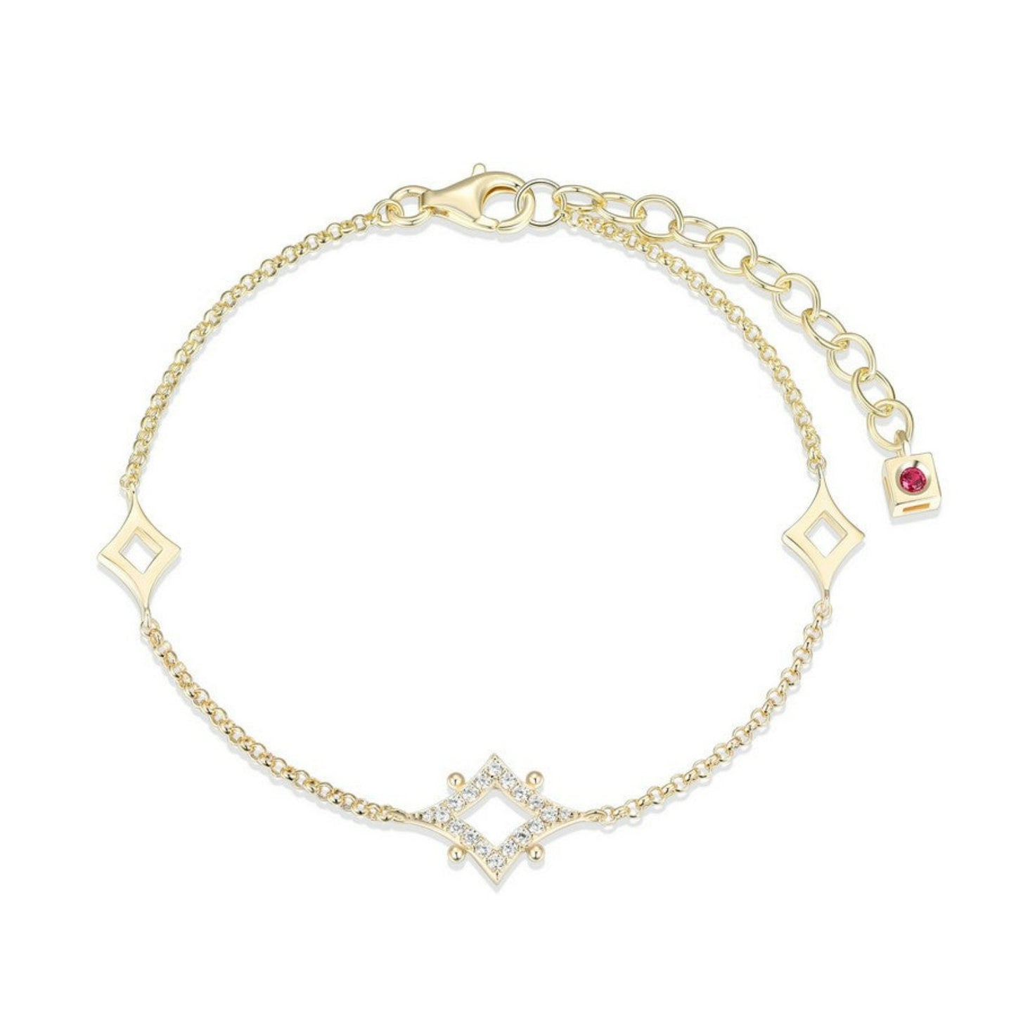 Elle "STELLAR" Gold Plated Rhombus With Pave CZ (13.5X10mm)