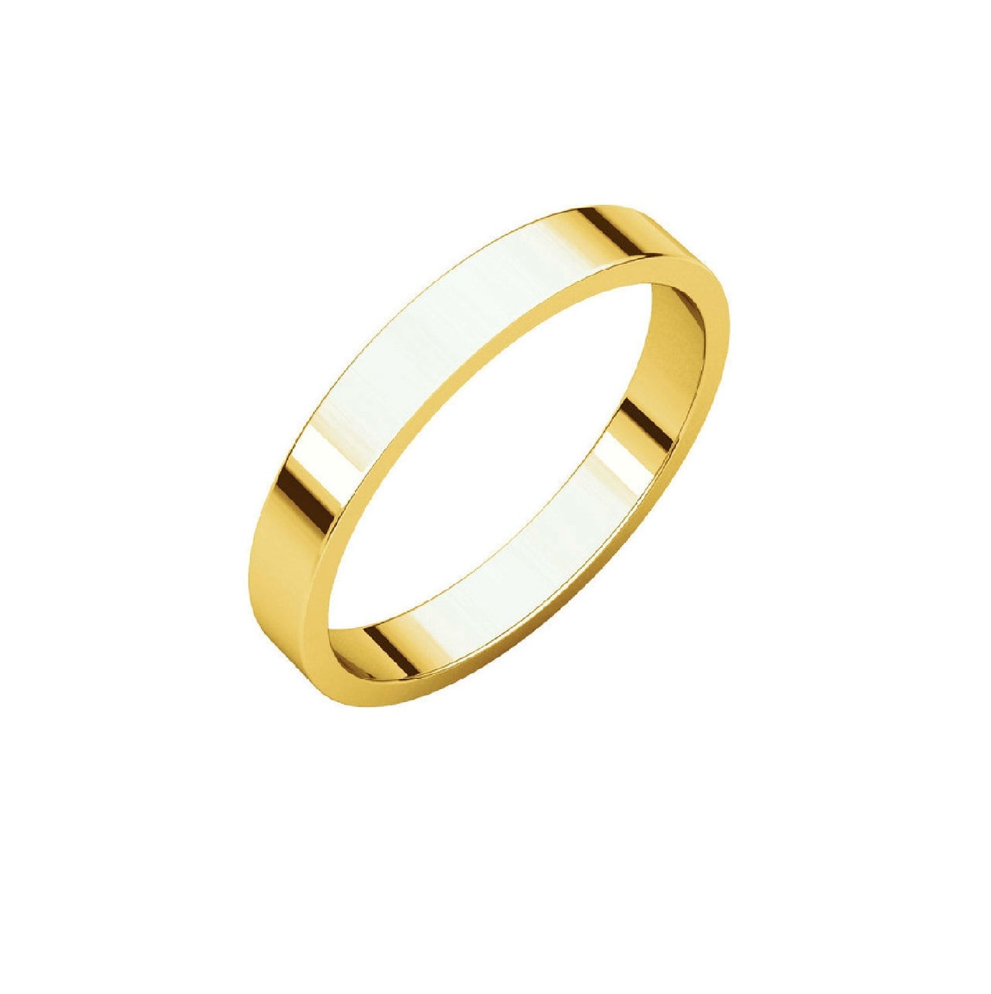 22K Gold 3mm High Polished Flat Wedding Band