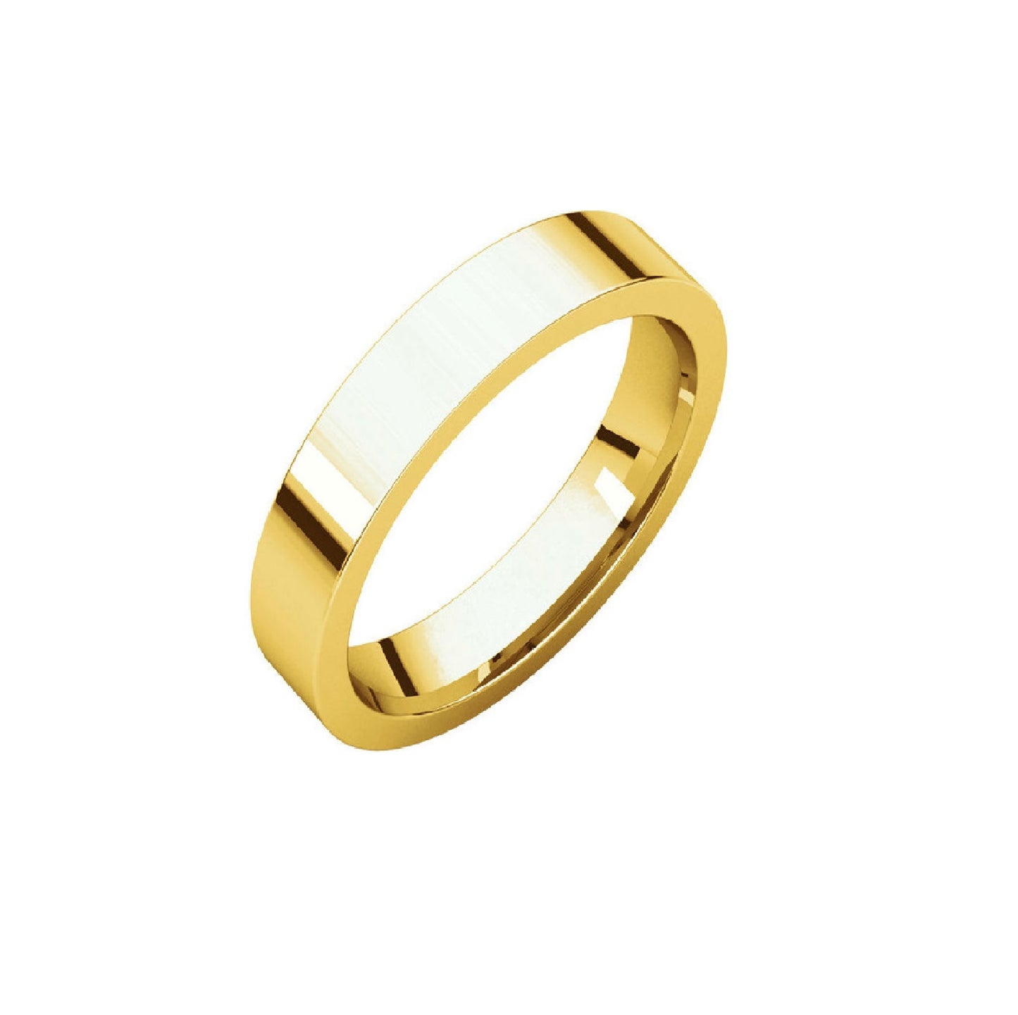 22K Gold 4mm High Polished Flat Wedding Band