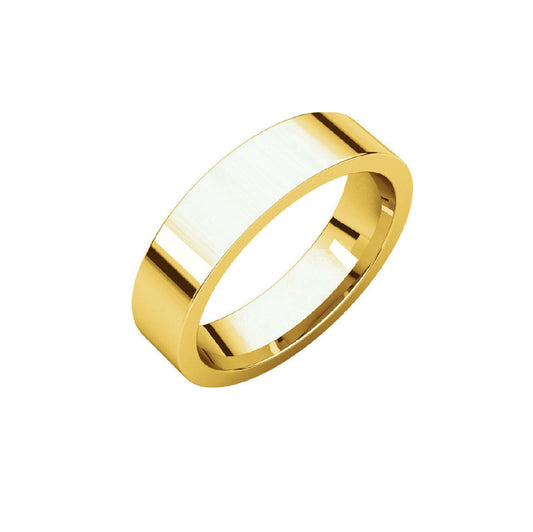 22K Gold 5mm High Polished Flat Wedding Band