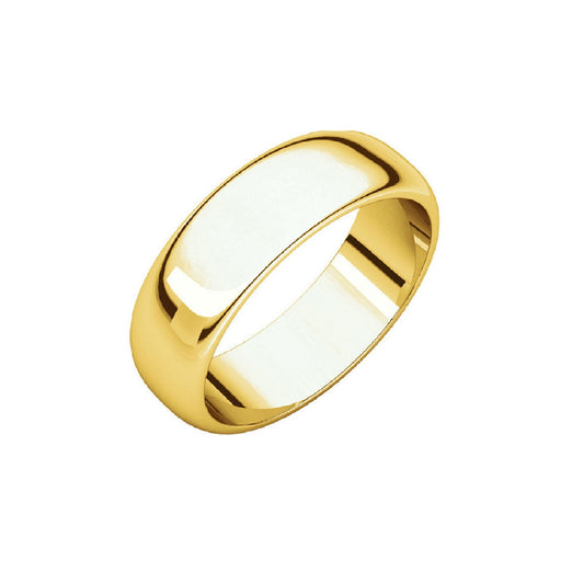 22K Gold 6mm High Polished Traditional Domed Wedding Band