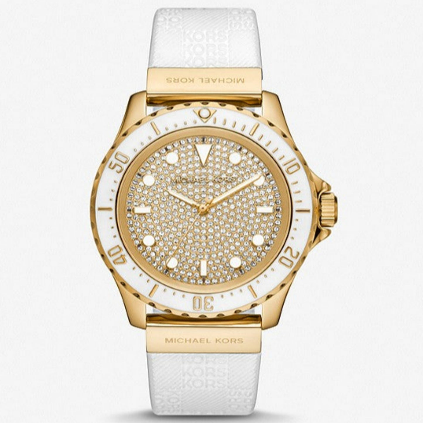 Oversized Slim Everest Pavé Gold-Tone and Embossed Silicone Watch