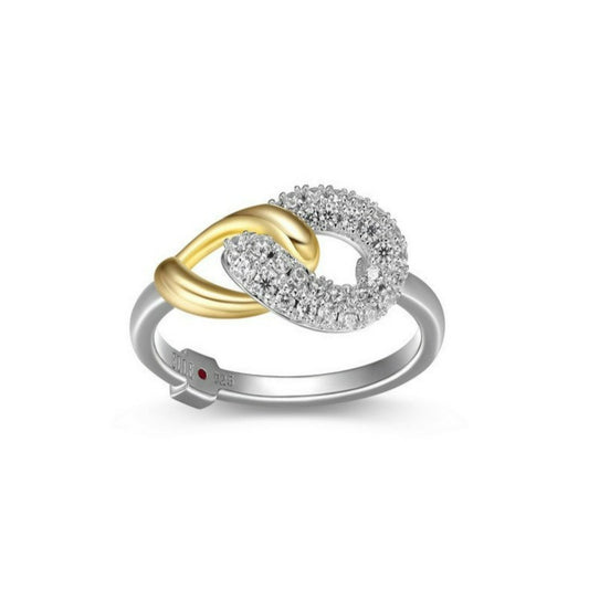Elle "EBULLIENCE" Rhodium And Gold Plated 2 Tone Twisted Oval Link
