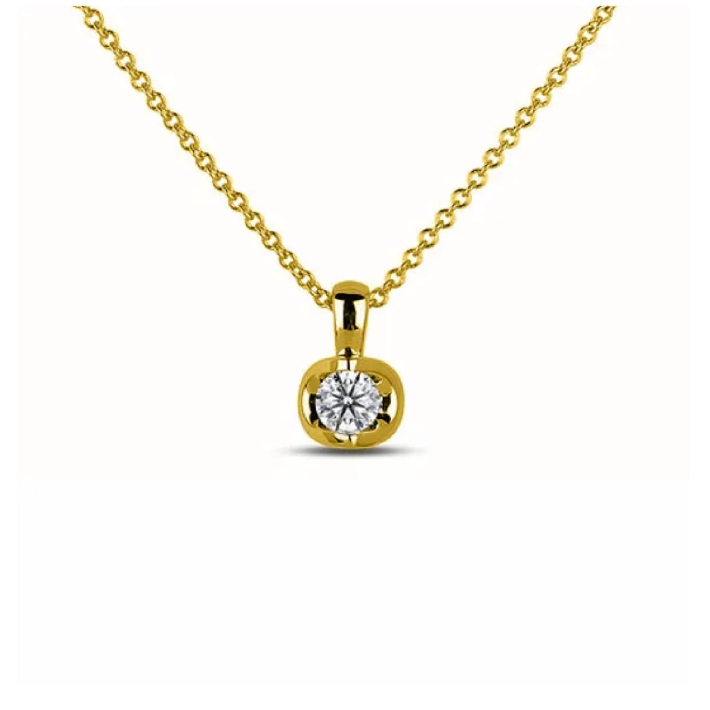 Round Diamond Pendant 0.10 ct 14K