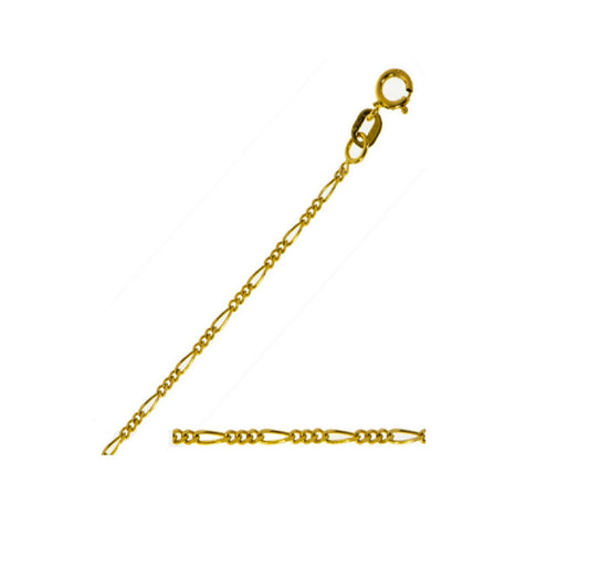 14k Gold 1.3mm Figaro Chain Anklet