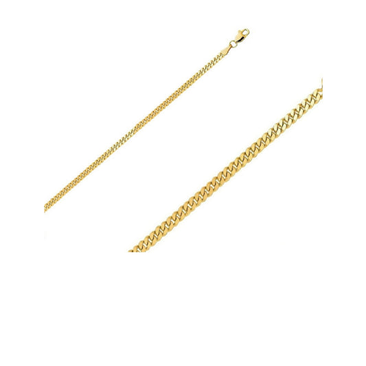 14k Gold 2mm Flat Curb Chain Anklet