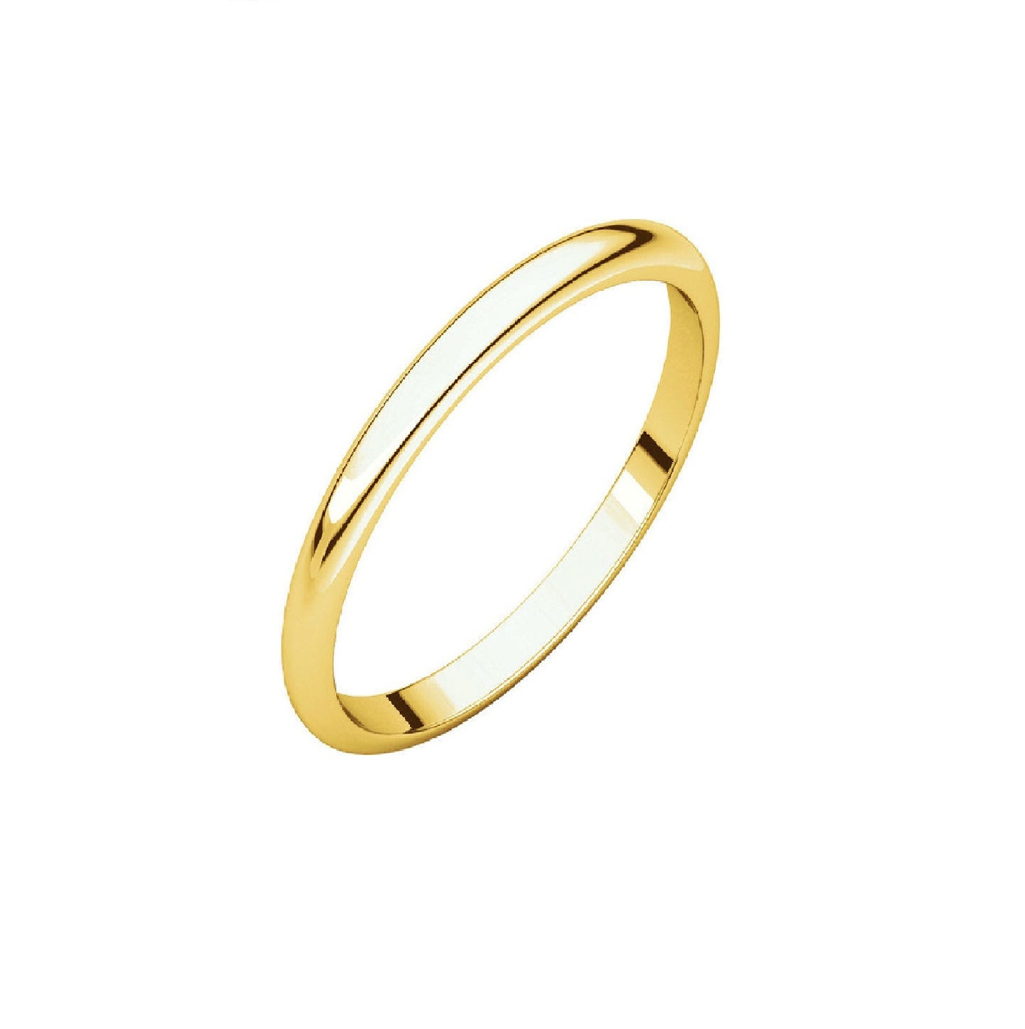 22K Gold 2mm High Polished Traditional Domed Wedding Band