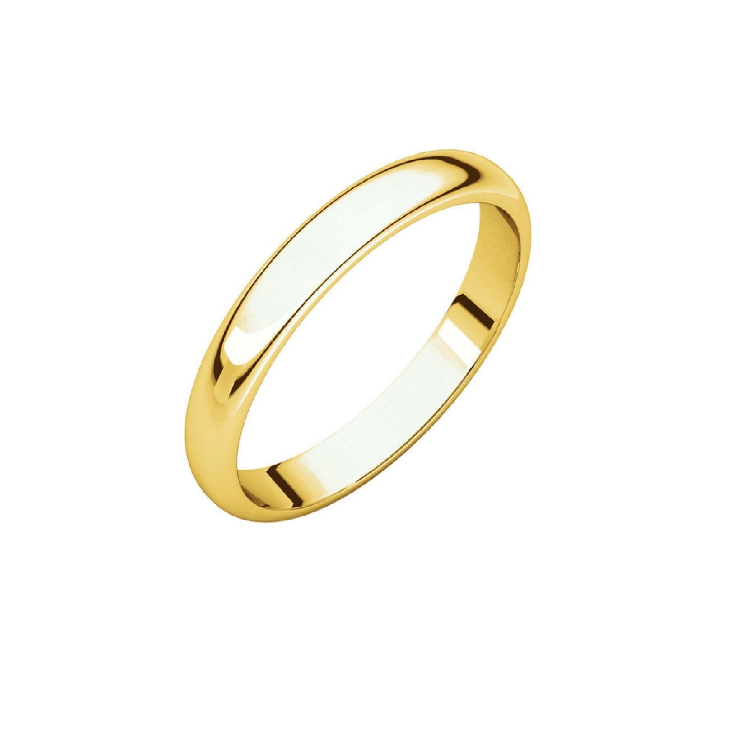 22K Gold 3mm High Polished Traditional Domed Wedding Band