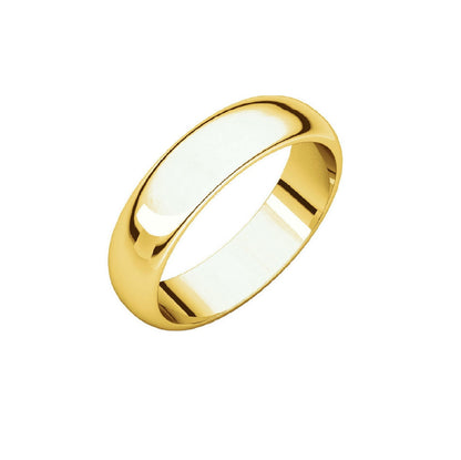 22K Gold 5mm High Polished Traditional Domed Wedding Band