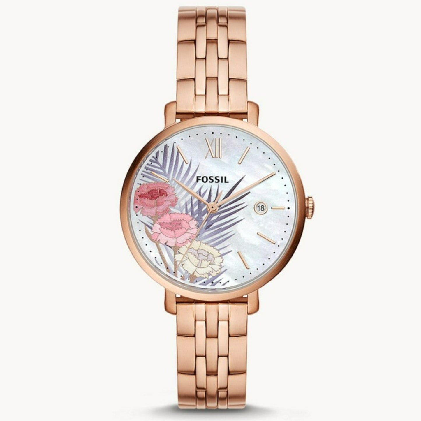 Jacqueline Three-Hand Date Rose Gold-Tone Stainless Steel Watch ES5275