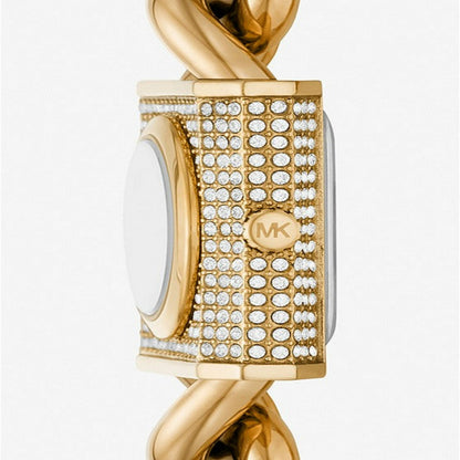Mini Lock Pavé Gold-Tone Chain Watch