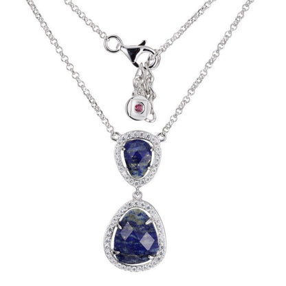 Sterling Silver Rhodium Plated Genuine Lapis Lazuli